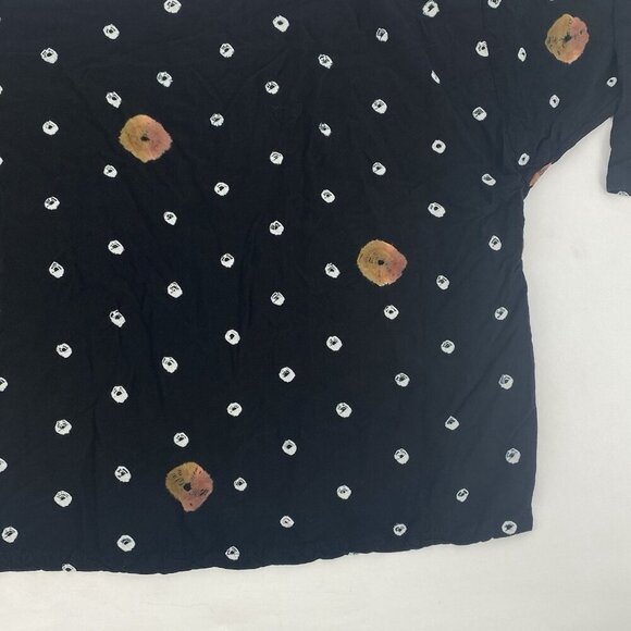 No Saint Womens OS Black Geometric Lagenlook Made In India Top Dolman Sleeves - Picture 5 of 11